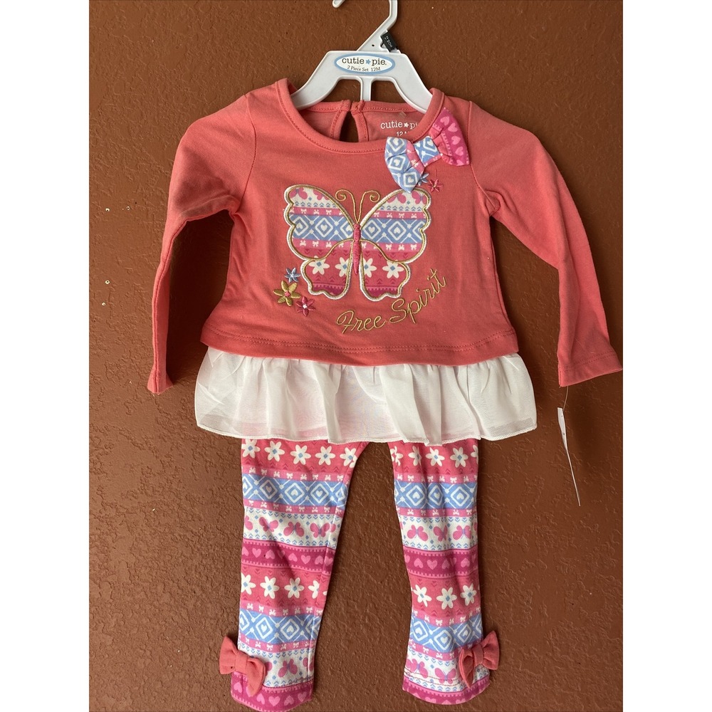 Cutie Pie Butterfly  2  Piece Baby Girl Outfit 12 Months  NWT 3 Available CUTE!!